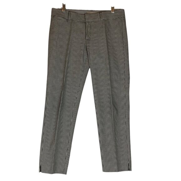 Banana Republic Sloan Pants Size 6P Womens Slim Cropped Black White Houndstooth - Picture 1 of 6